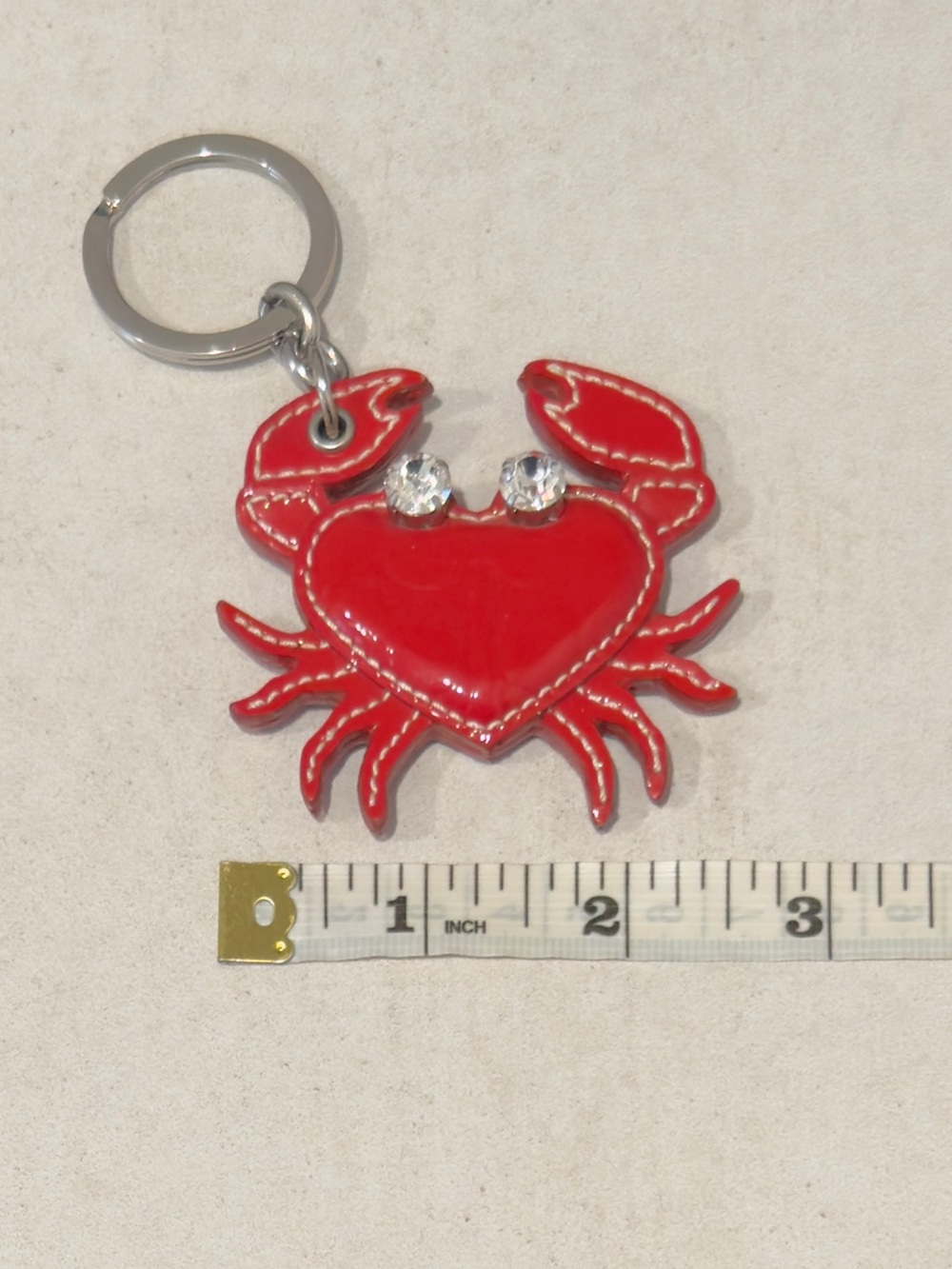 ❤️ Coach Limited Edition Red Crab Patent Leather Embossed Charm Key Ring - Rare! - Picture 14 of 15